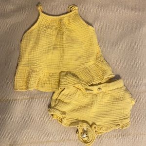 Cat & Jack - Yellow Open Back Tank & Short Set 12 M